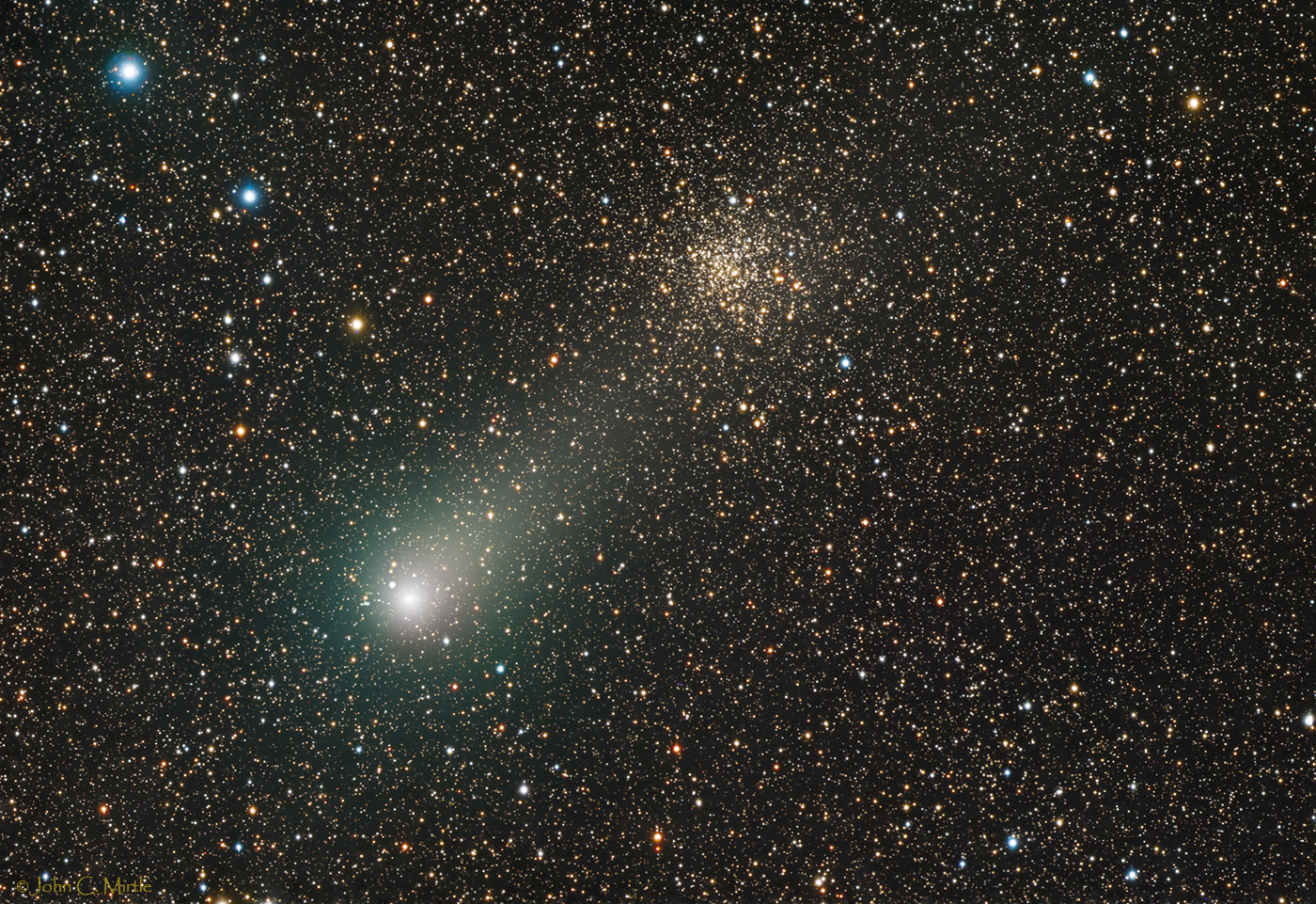 Comet Garradd - C2009-P1 passing Cluster M71