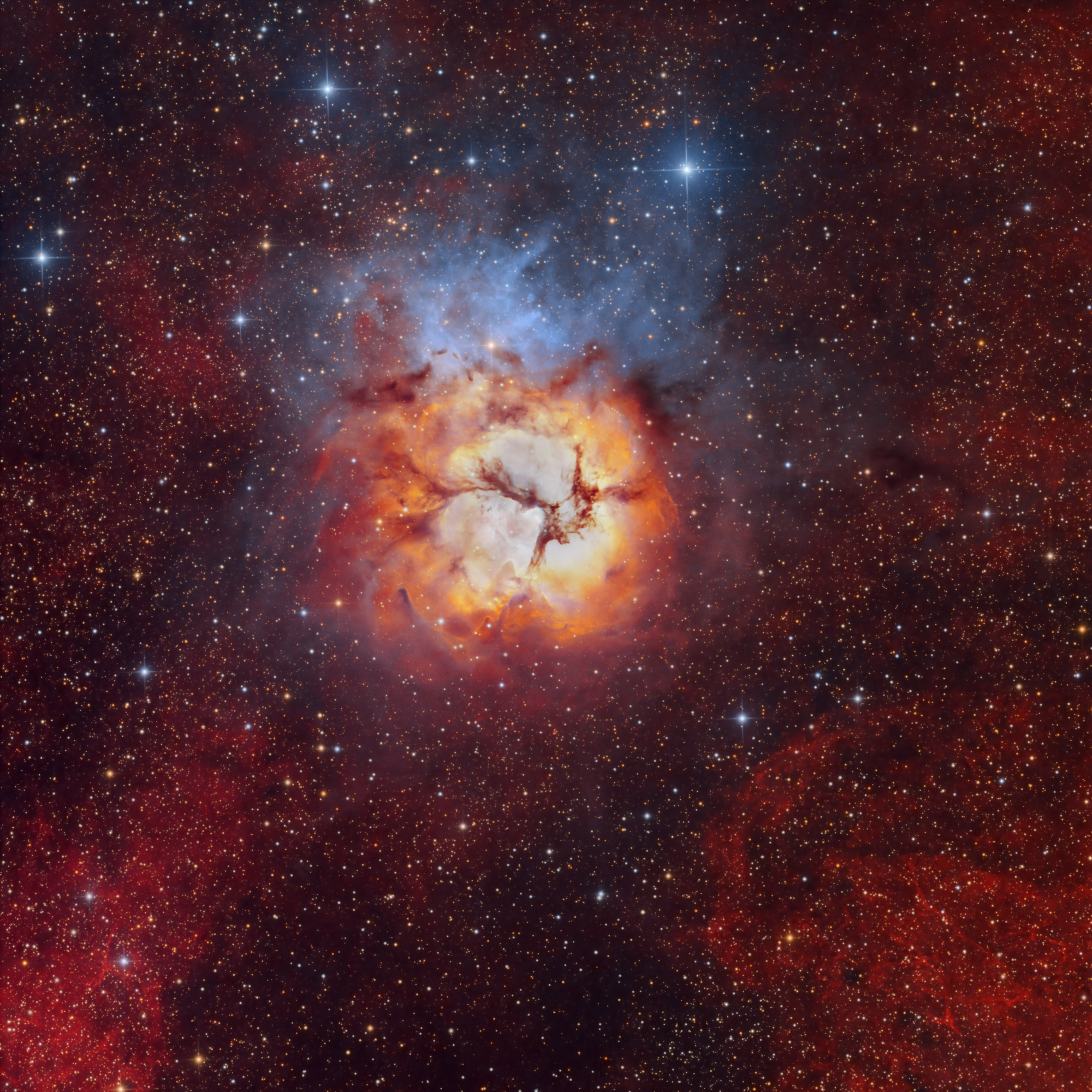 Trifid Nebula in RGB+HOO